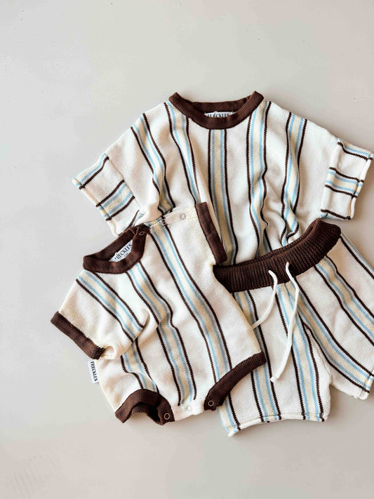 Retro Stripe Knit Top Azure