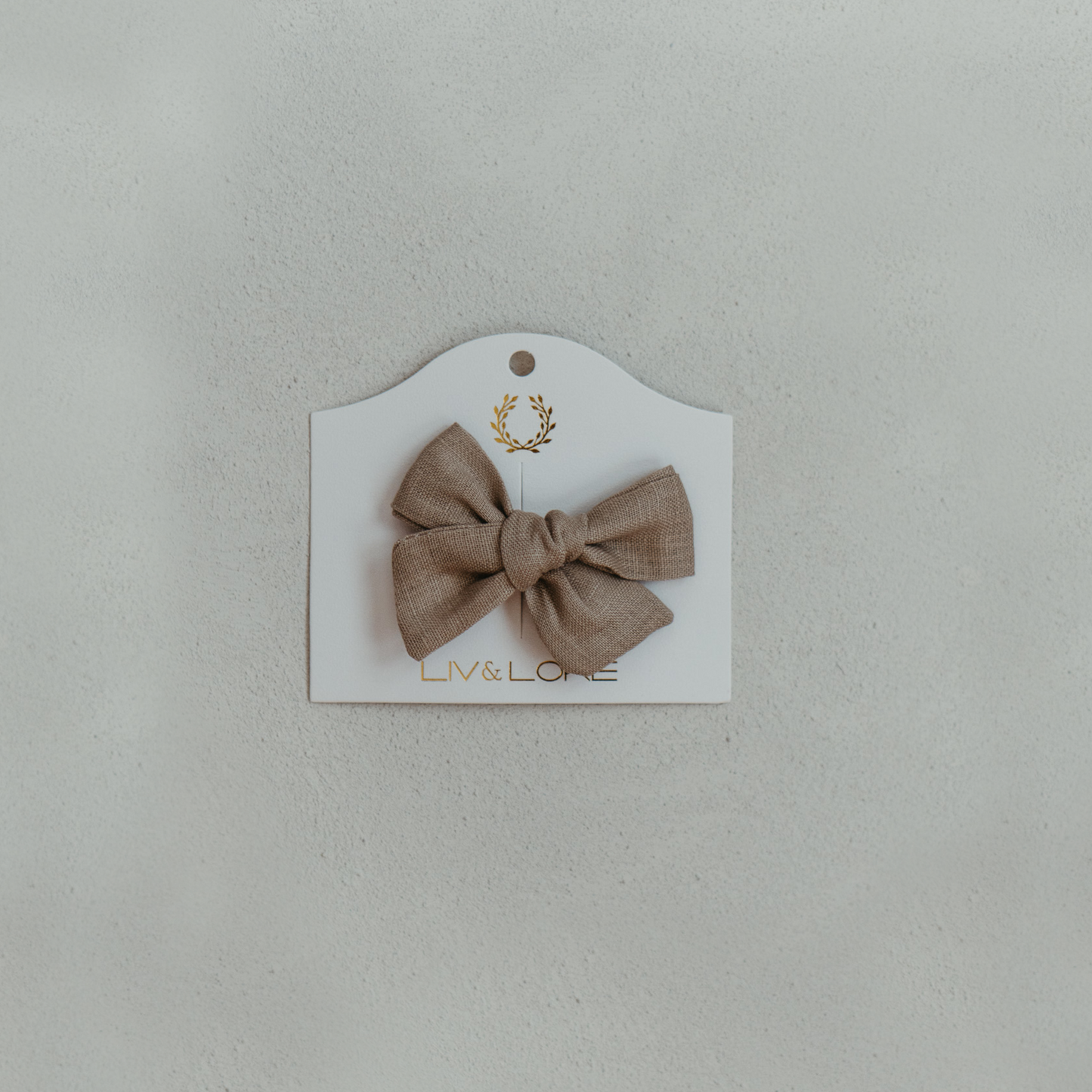 Khaki Linen Bow Hair Clip