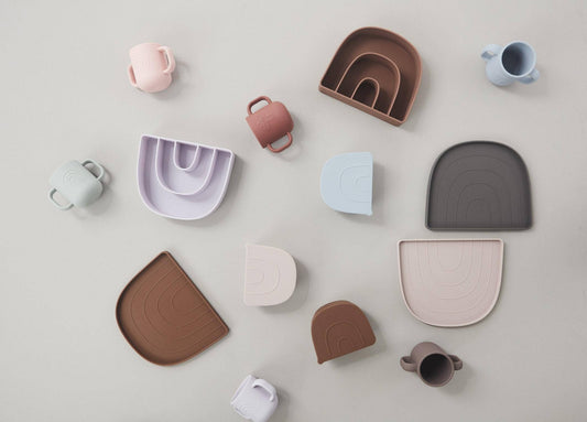 Rainbow Plate & Bowl Set - Rose & Fudge