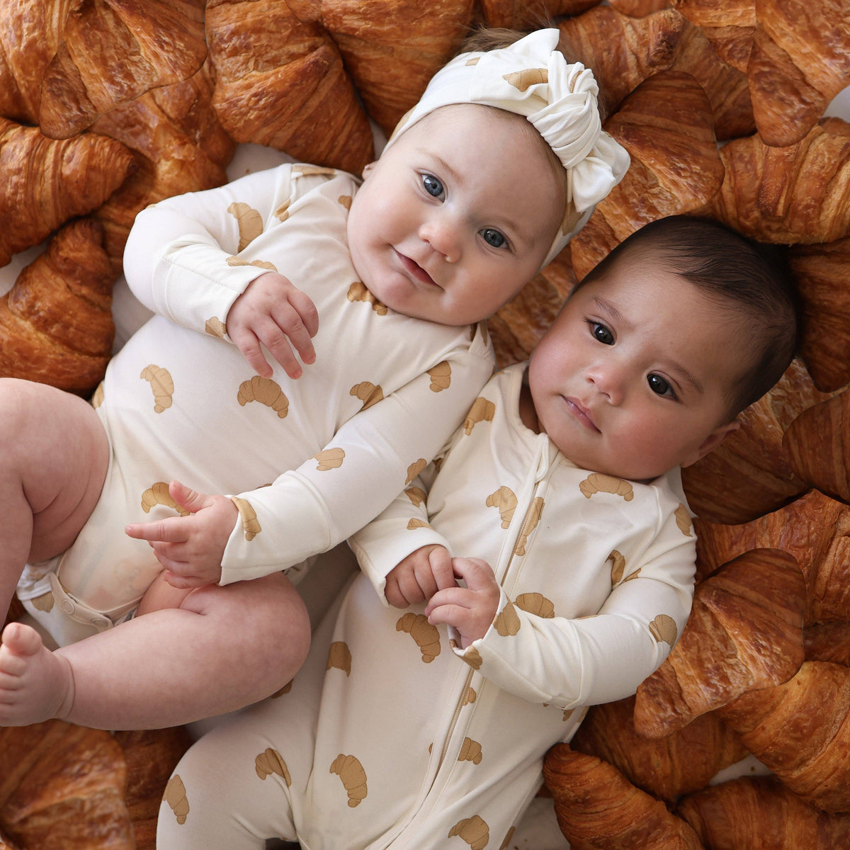 Bamboo Zip Pajamas - Croissants