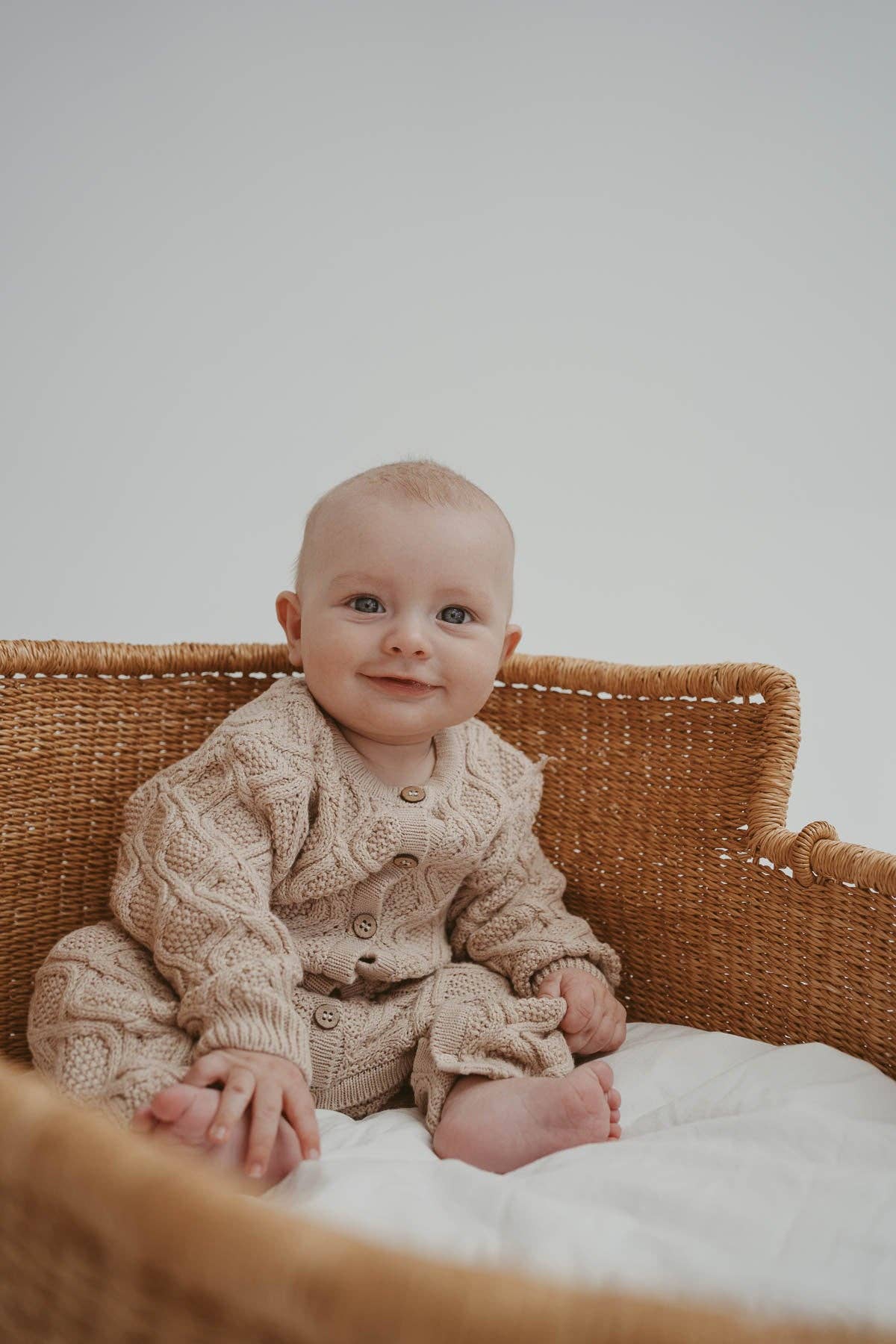 Textured Knit Romper - Ecru Diamond
