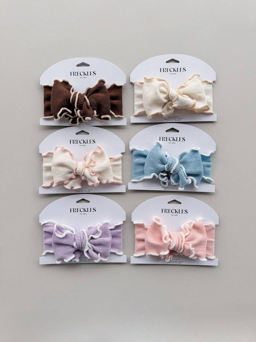 Knit Frill Baby Headband - Snow/Sweetpea