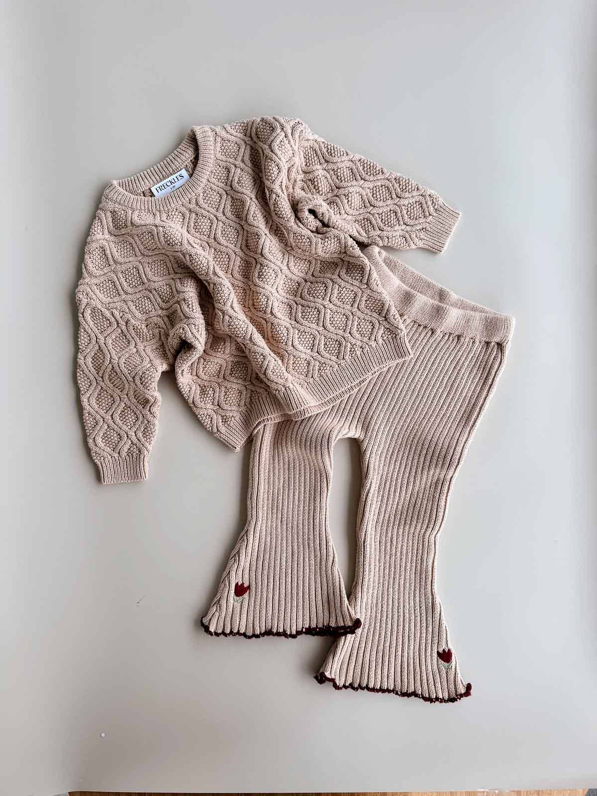 Textured Knit Jumper - Ecru Diamond