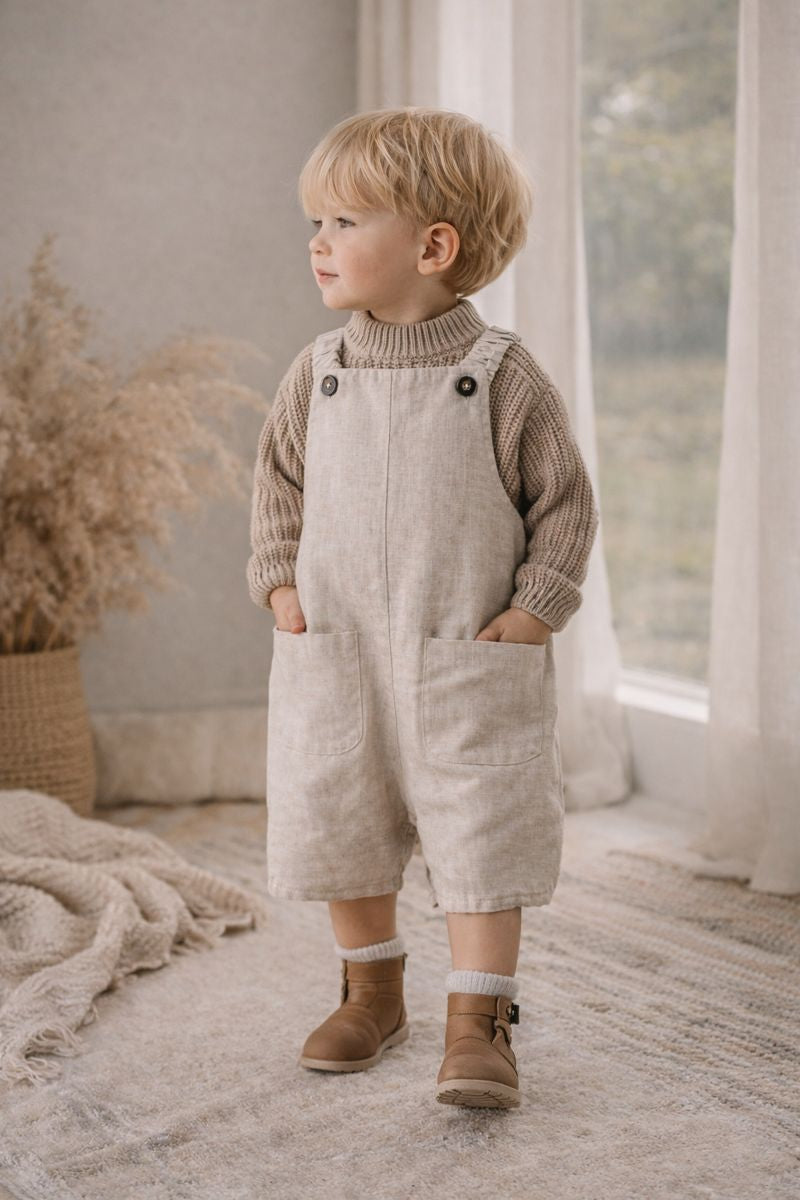 Acorn Linen Pocket Playsuit - Oat