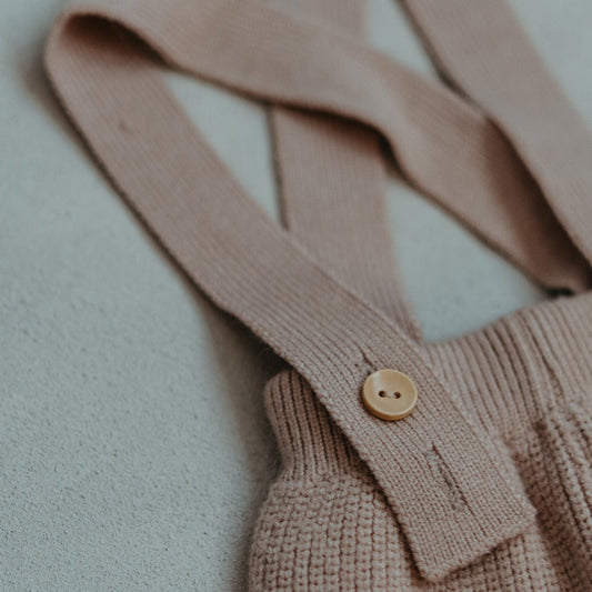 Beige Knit Trousers with Braces