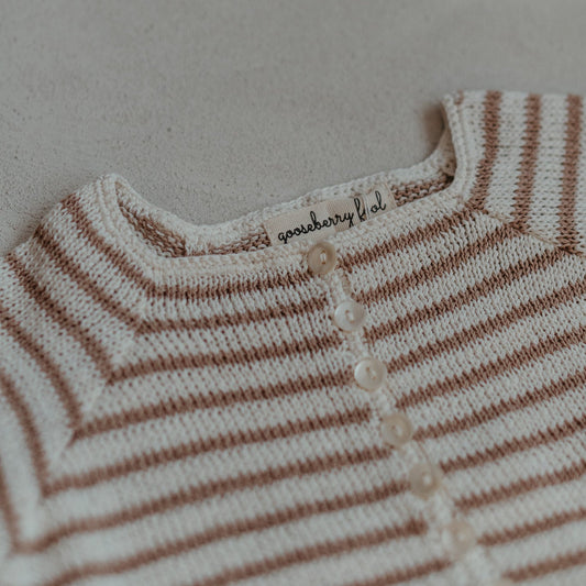 Cream & Sand Striped Cardigan