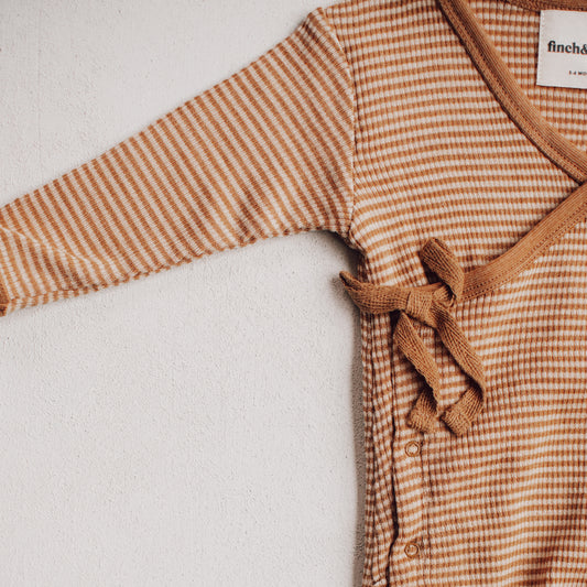 Fawn Stripe Wool Rib Bodysuit