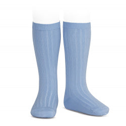 Basic Rib Knee High Socks BLUISH