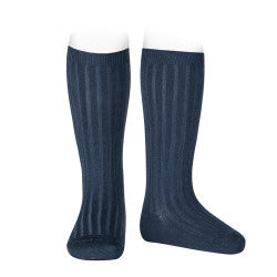 Basic Rib Knee High Socks LAPIS LAZULI