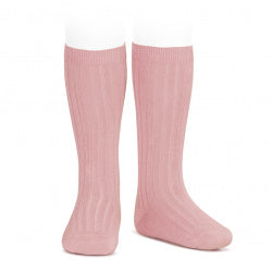 Basic Rib Knee High Socks PALE PINK