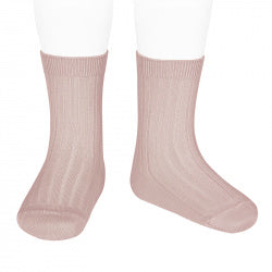 Basic Rib Short Socks OLD ROSE