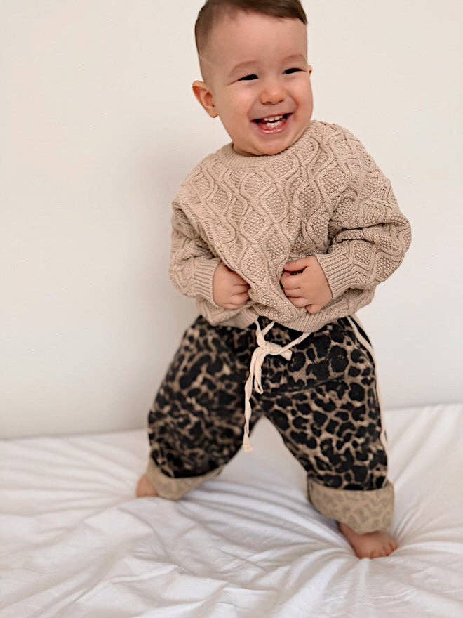 Denim Track Pants - Leopard Racer