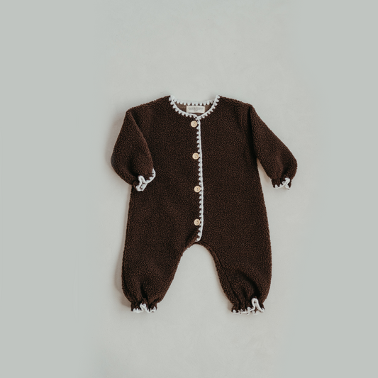 Brown Fluffy Overalls & Hat