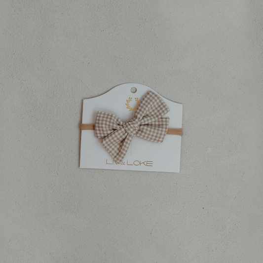 Sand Gingham Bow Hairband