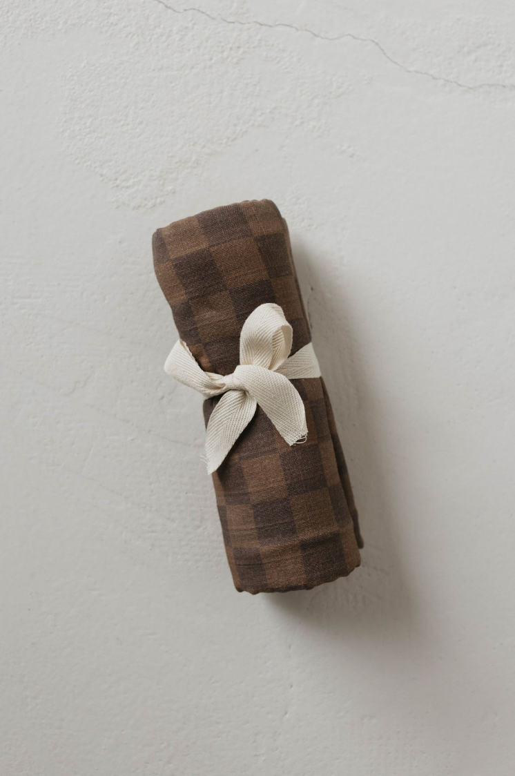 Muslin Swaddle - Faded Brown Checkerboard
