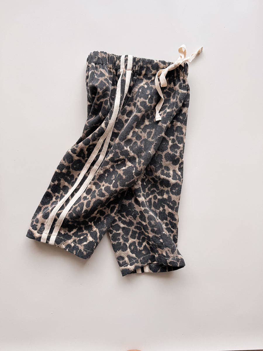 Denim Track Pants - Leopard Racer
