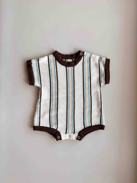 Retro Stripe Romper Azure
