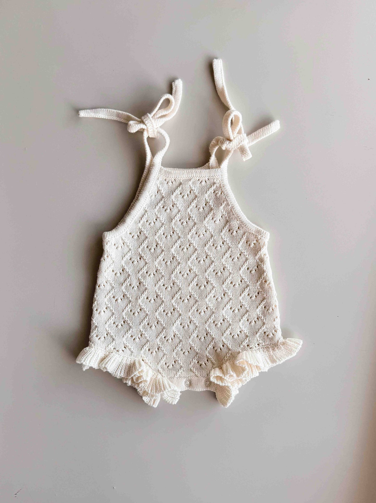 Mila Pointelle Tie Romper - Snow