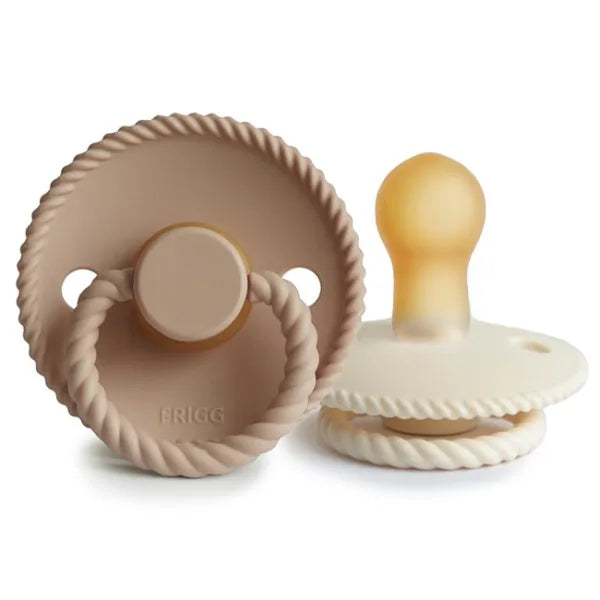 FRIGG Rope - Round Latex 2-Pack Pacifiers - Cream/Croissant - Size 1
