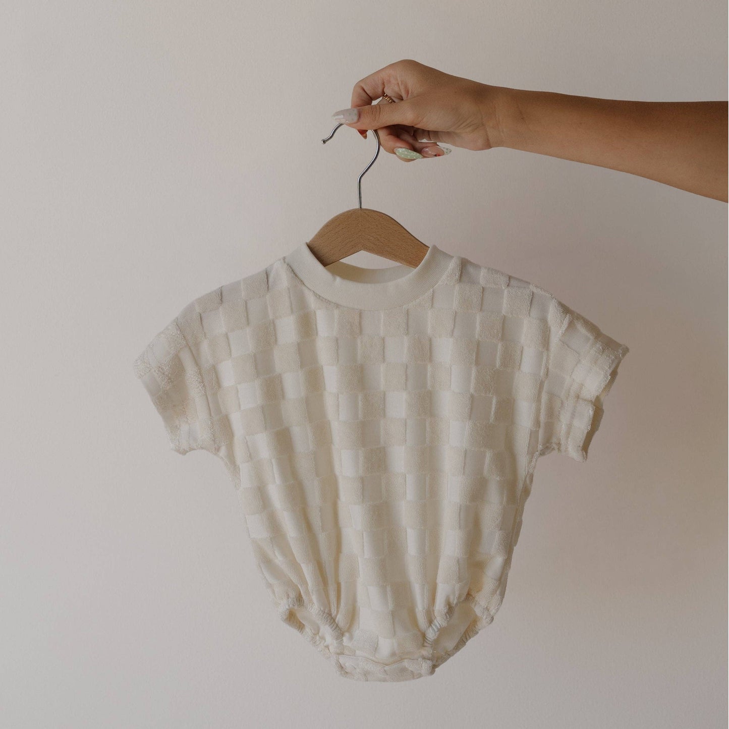 Terry T-Shirt Romper - Coconut Milk