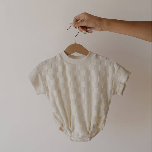 Terry T-Shirt Romper - Coconut Milk