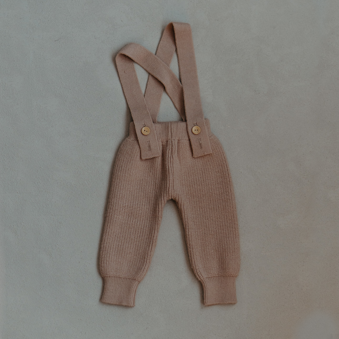 Beige Knit Trousers with Braces
