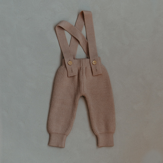 Beige Knit Trousers with Braces