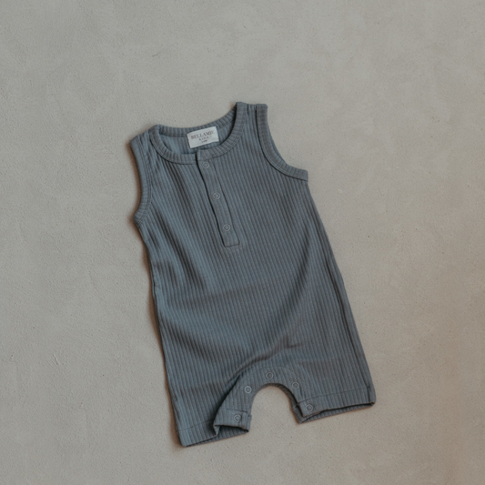 Powder Blue Ribbed Romper
