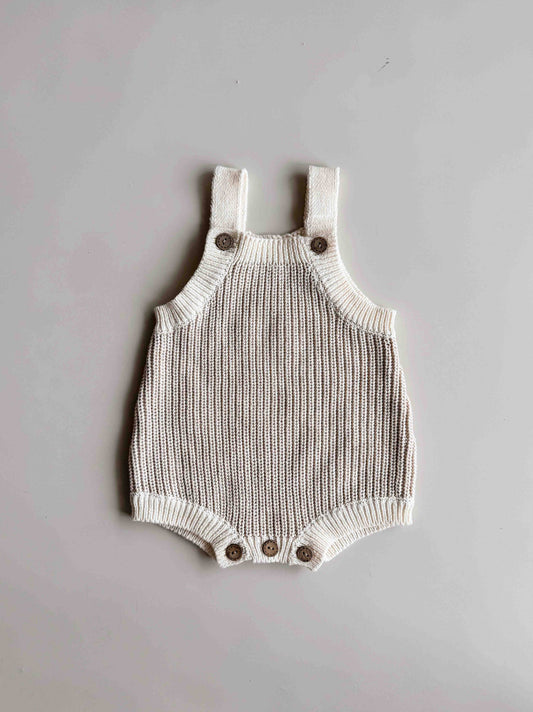 Chunky Button Romper - Oat