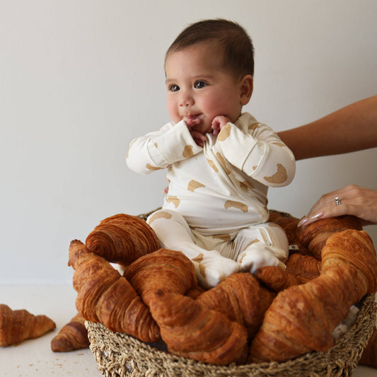 Bamboo Zip Pajamas - Croissants