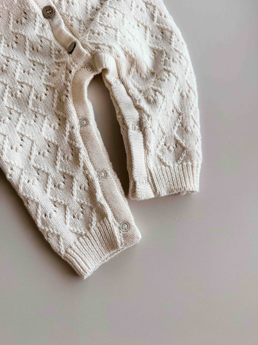 Mila Pointelle Full Romper - Snow