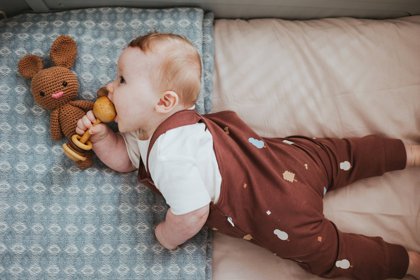 Organic Cotton Dungarees in Raisin