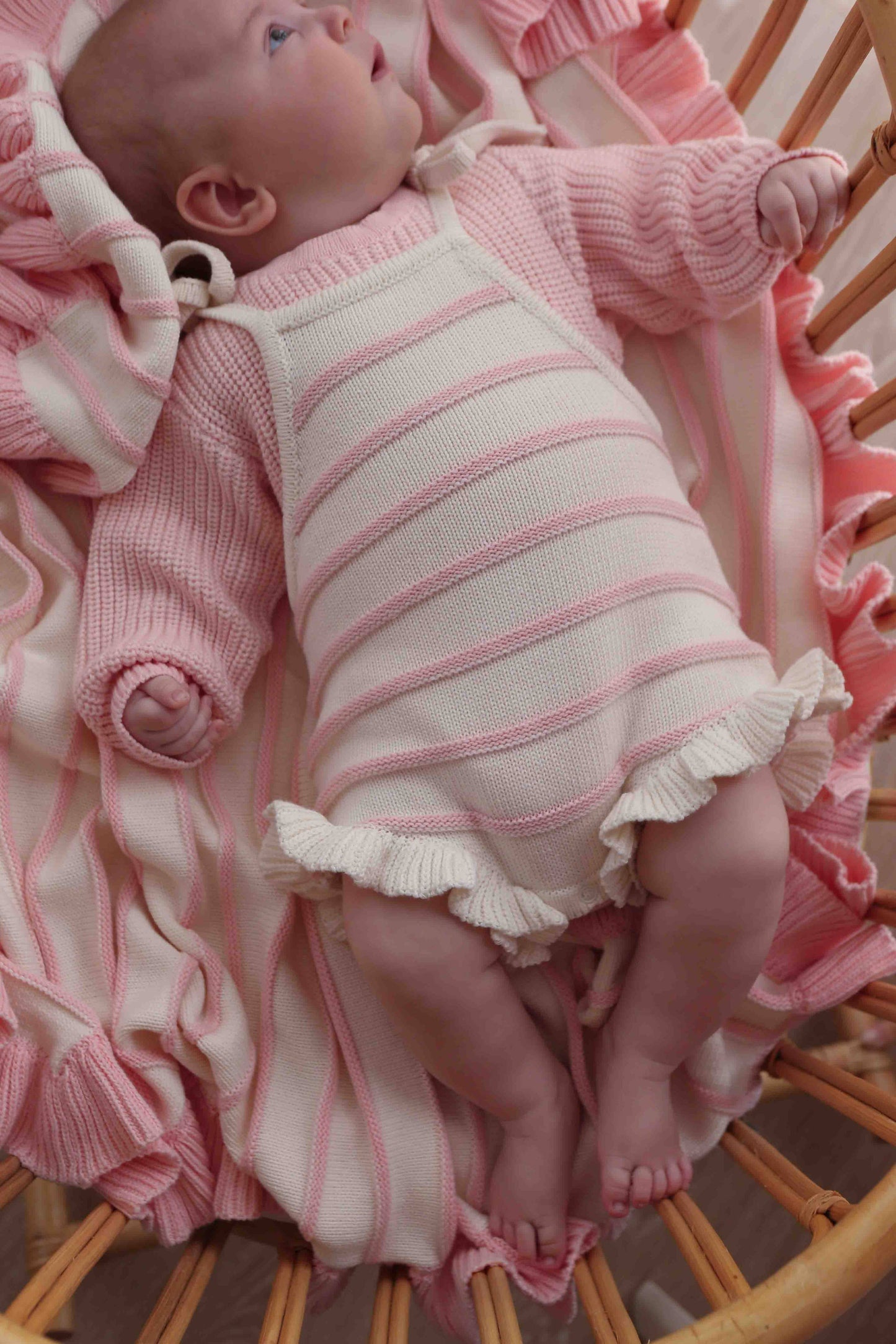 Raised Stripe Tie Romper - Sweetpea