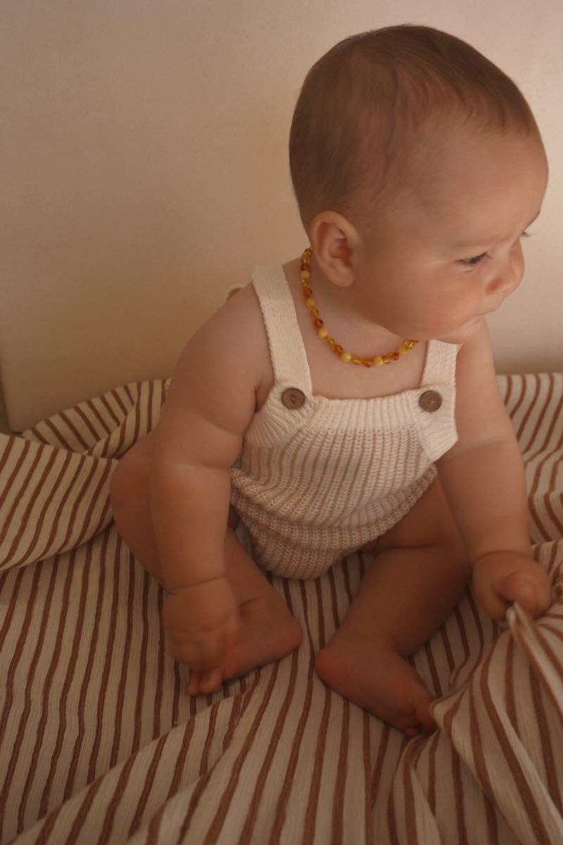 Chunky Button Romper - Oat