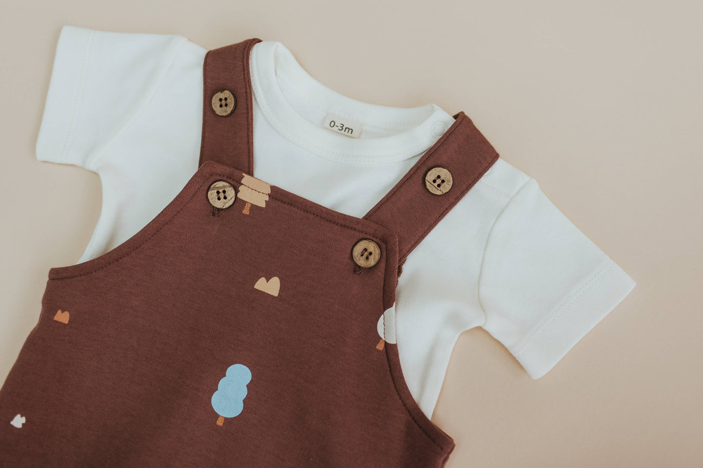 Organic Cotton Dungarees in Raisin