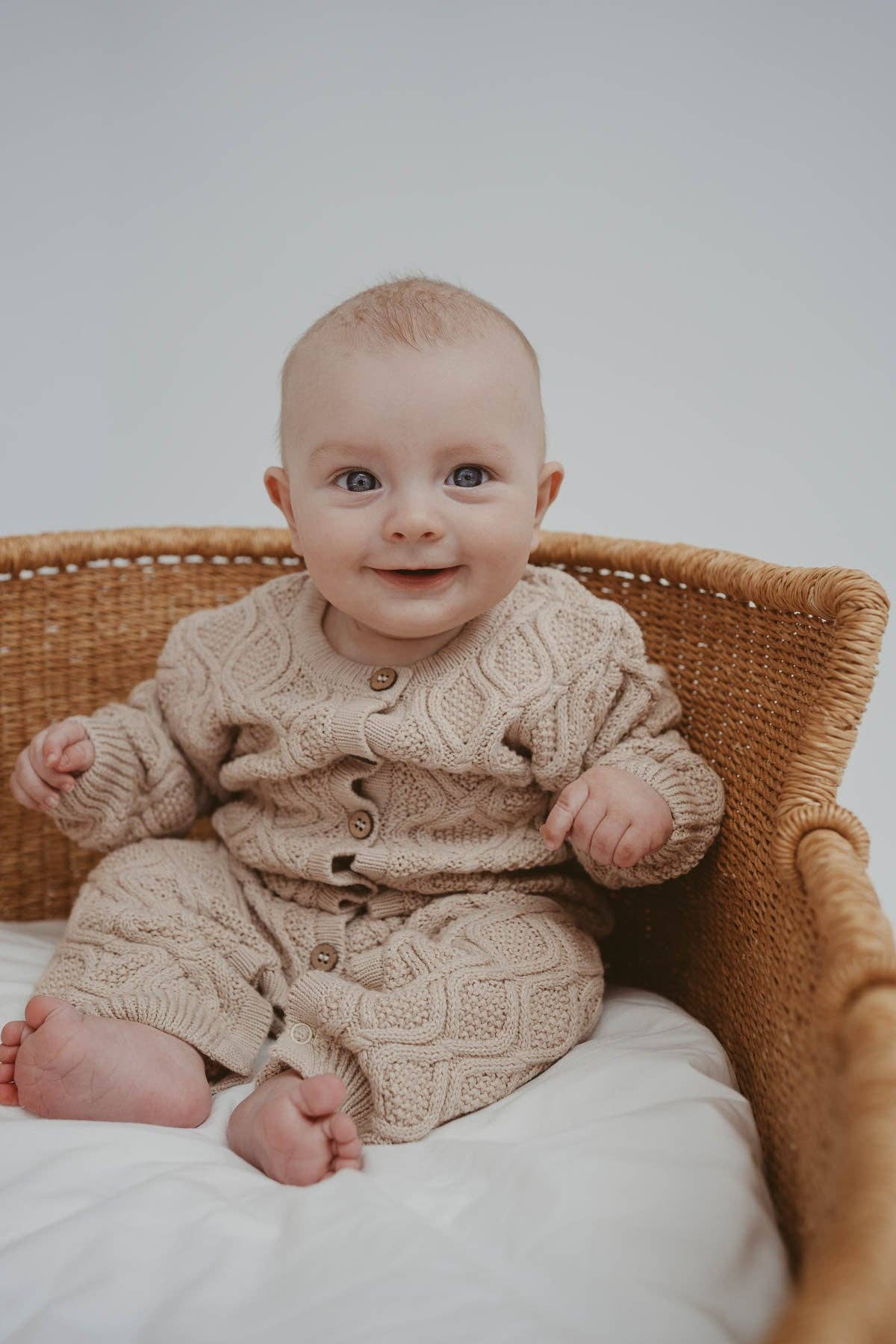 Textured Knit Romper - Ecru Diamond