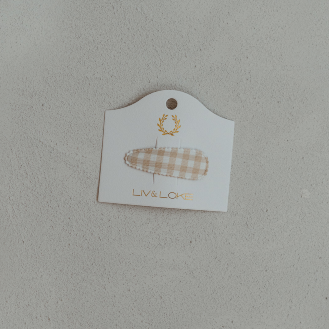 Sand Gingham Hair Clip