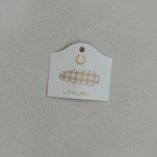 Sand Gingham Hair Clip
