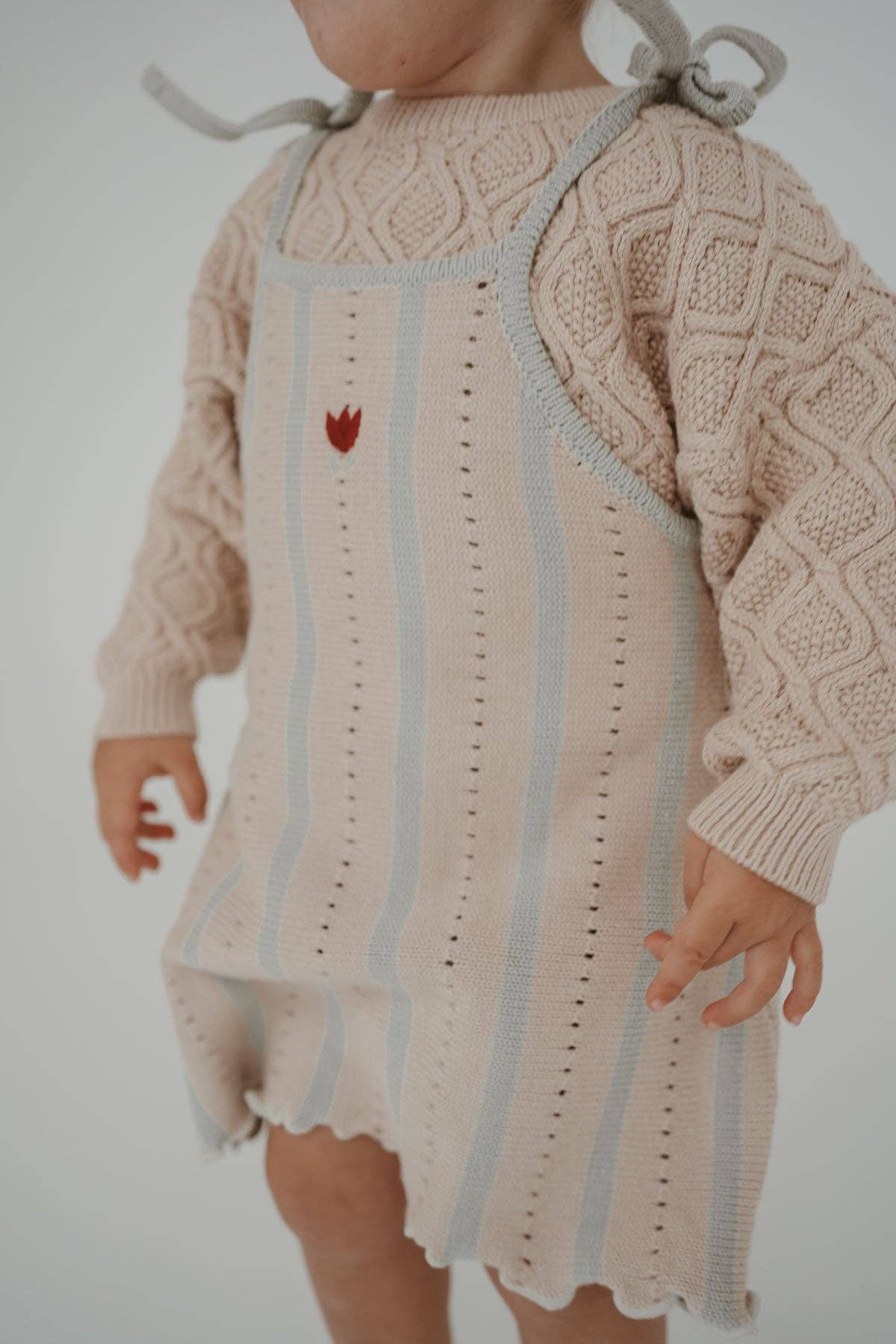 Textured Knit Jumper - Ecru Diamond