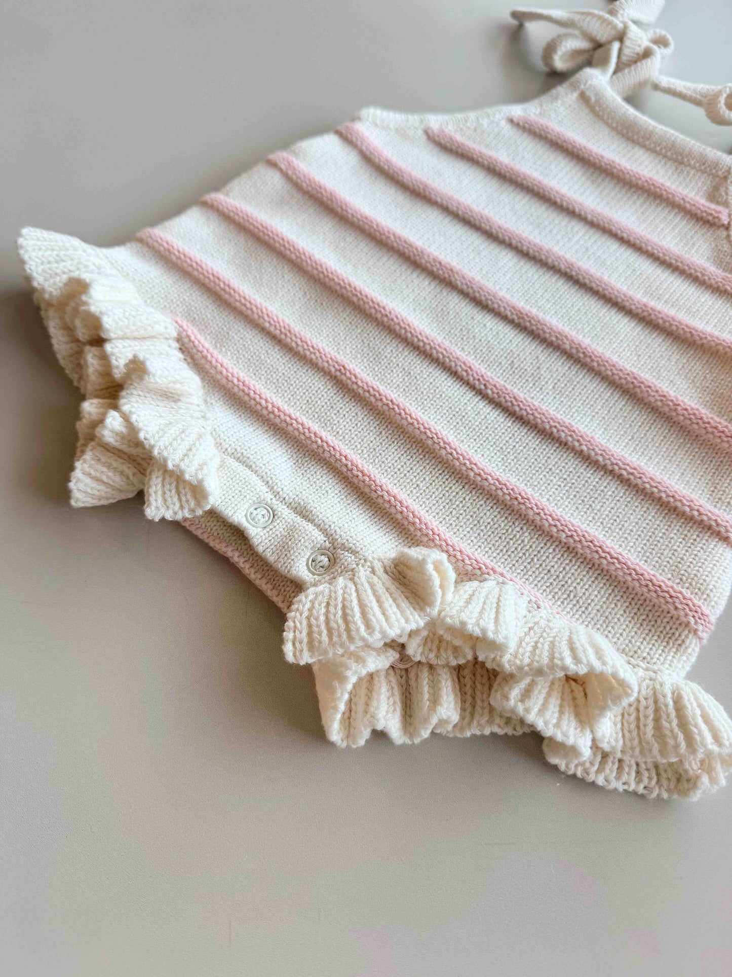 Raised Stripe Tie Romper - Sweetpea