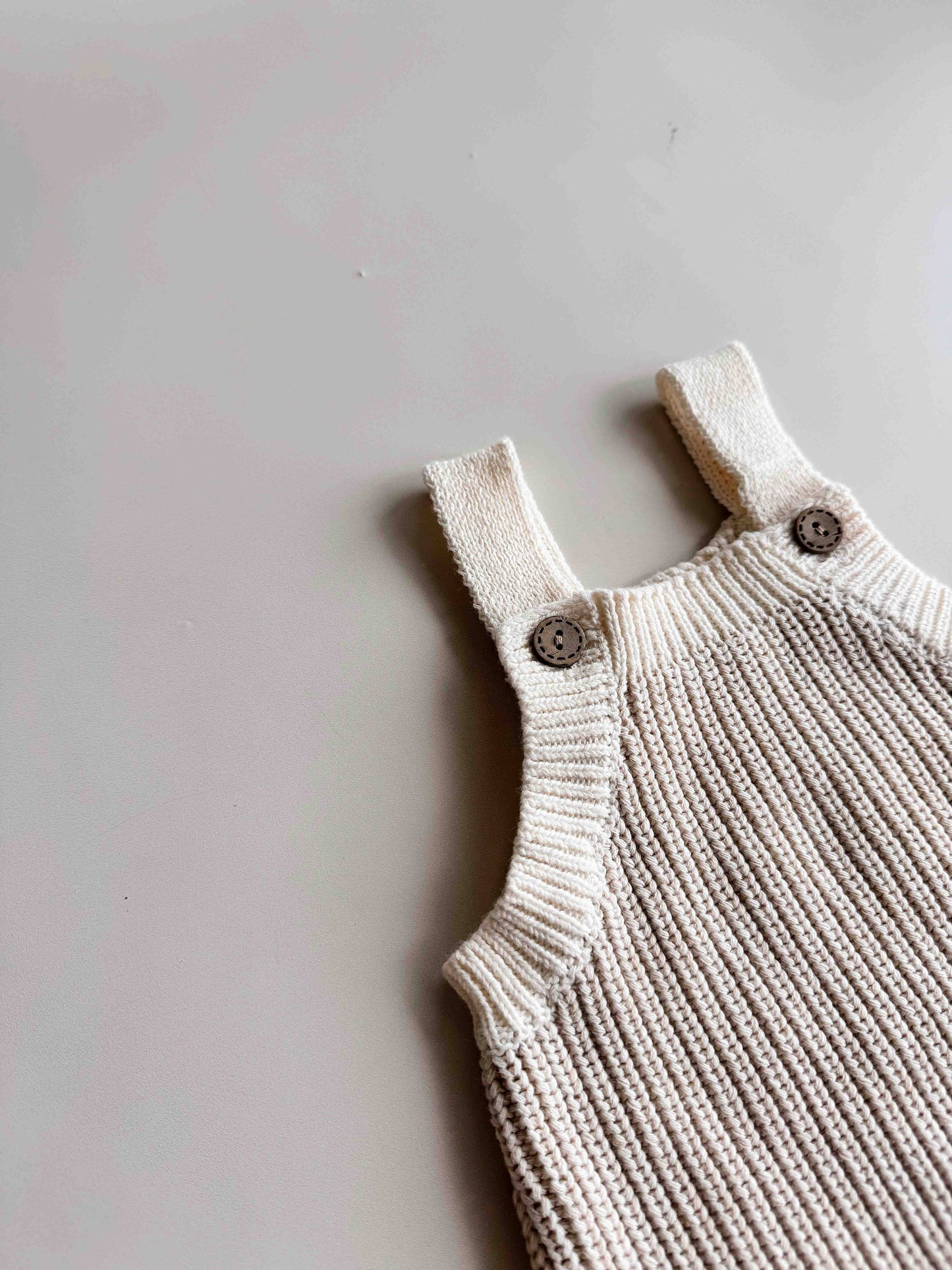 Chunky Button Romper - Oat