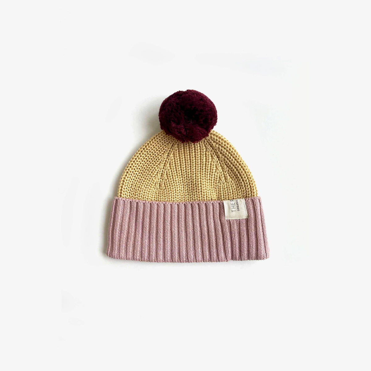 Chunky Colour Block Beanie - Plum/Honey/Bubblegum