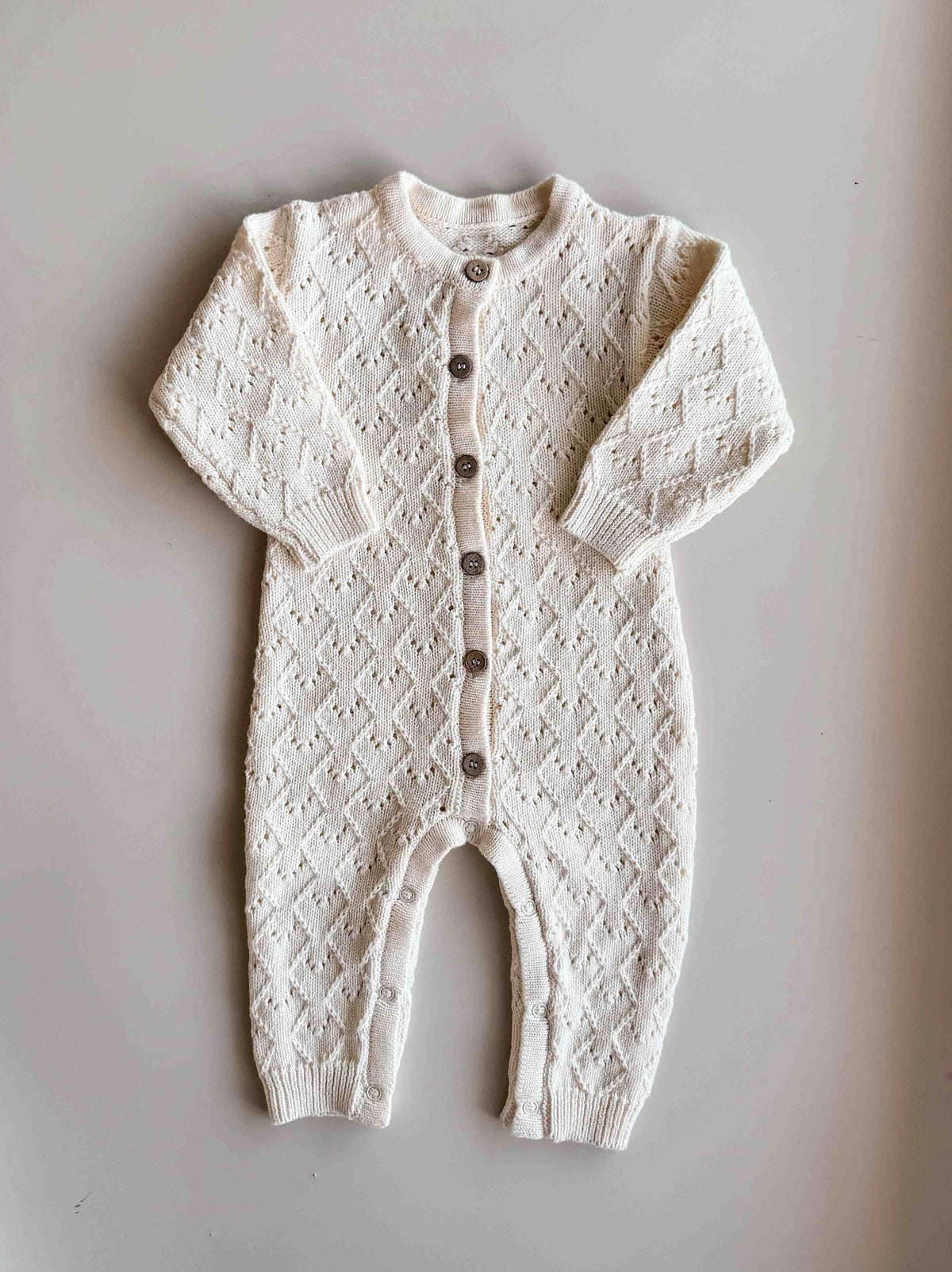 Mila Pointelle Full Romper - Snow