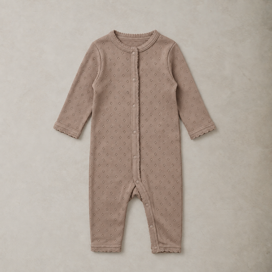 Pointelle Wool Romper - Funghi