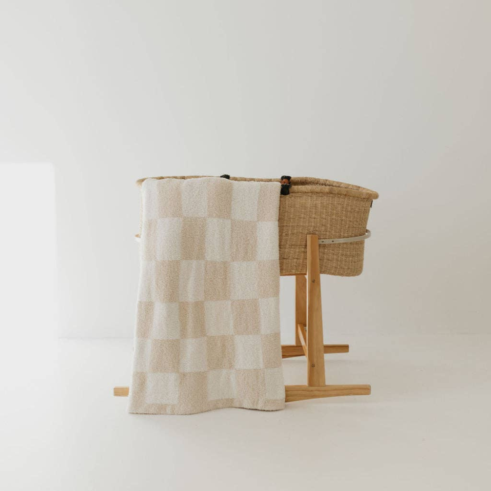 Cream Checkerboard Plush Blanket