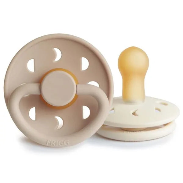 FRIGG Moon Phase - Round Latex 2-Pack Pacifiers - Cream/Croissant