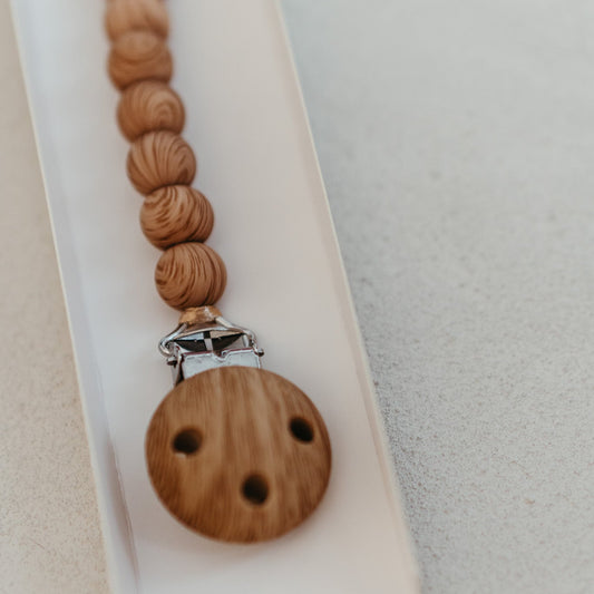 Faux Wood Pacifier Clip