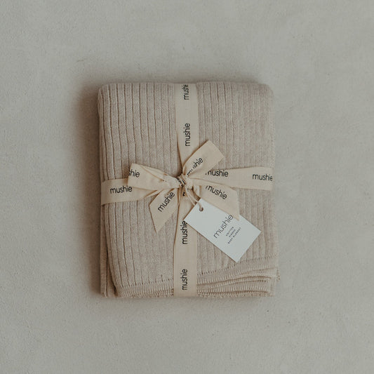 Ribbed Beige Melange Blanket