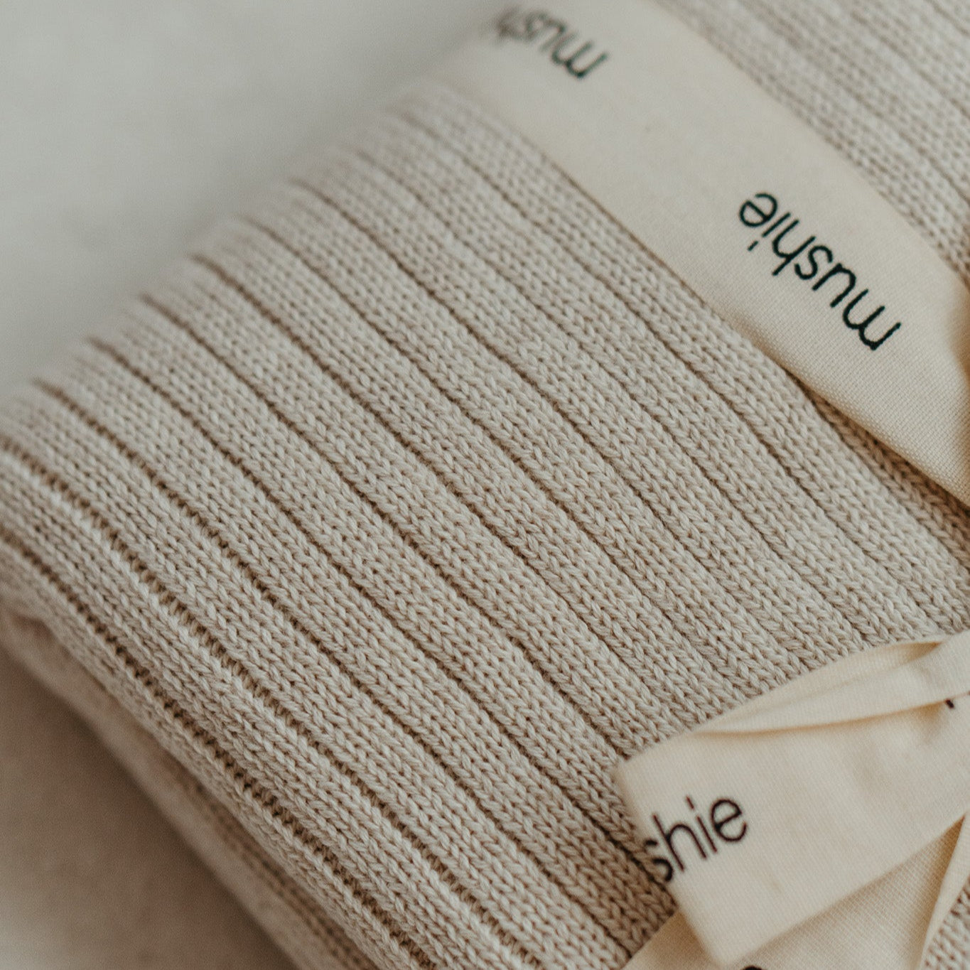 Ribbed Beige Melange Blanket