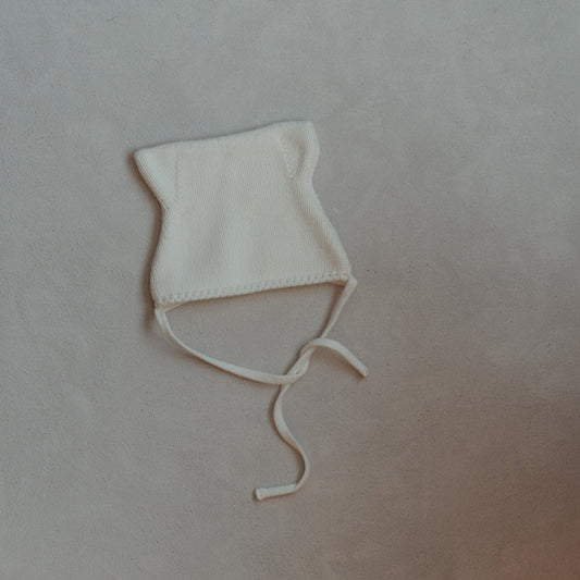 Cream Knit Hat with Ears